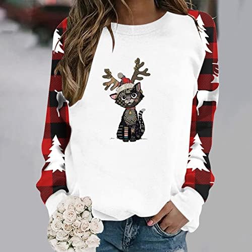 Падот на џемпери за жени, божиќни кошули за печатење на вратот, генерално модерна униформа жени од руно џемпер