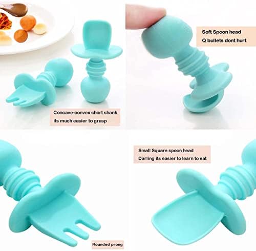 Дете само-хранење силиконски силиконски сал-лажица вилушка-силиконски прибор за бебиња од одвикнување, микробранова печка, машина за