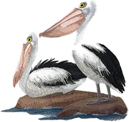 Надвор од природата ткаени во навои, Неверојатни птици Кралство [австралиски пеликани] [обичај и уникатно] везено железо на/шие