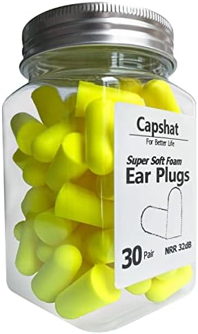 Capshat Ultra Soft Fonam Earplugs, 30 пар - највисоки приклучоци за уши од 32dB за спиење, 'рчење, гласен шум, патување, жолто