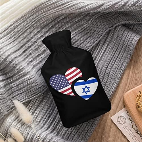 Израел американско знаме со топла вода шише со мека кадифен покрив топла гумена вода торба за вбризгување 1000 ml