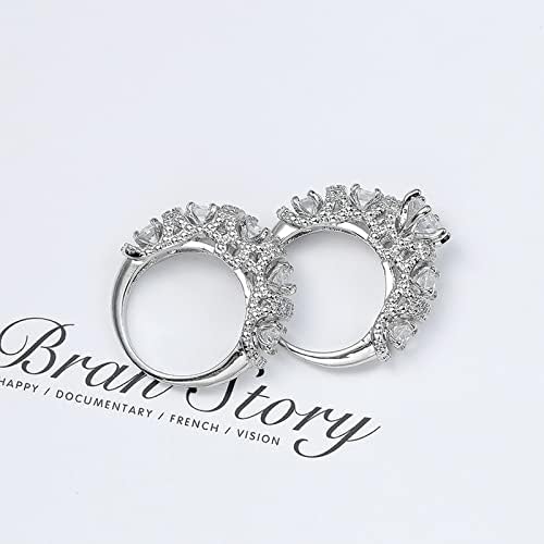 2023 Нов зачудувачки двојно слој накит луксузен моден брилијантен циркон прстен постави накит женски свадбен ангажман двојка прстен аниме прстен