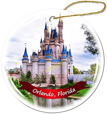 Орландо Флорида дрво виси Божиќен украс порцелан двострана керамички украс, 3 инчи