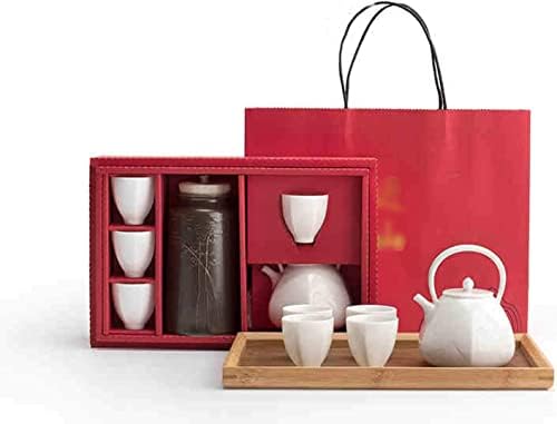 Razzum Кинески Гонгфу чај сет керамички кинески чај кунгфу чај, вклучувајќи чај сак 4 мал чај чај чај тач пакет подарок погоден за патување