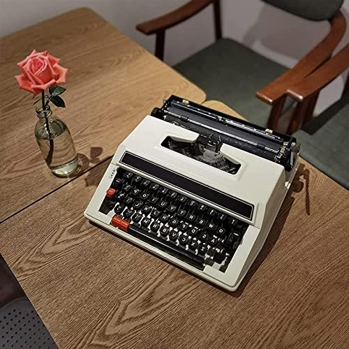 Механичка машина за пишување стара, преносна, лесна за употреба мануелна машина за пишување - црвени и црни панделки 30 x 30 x 10 см