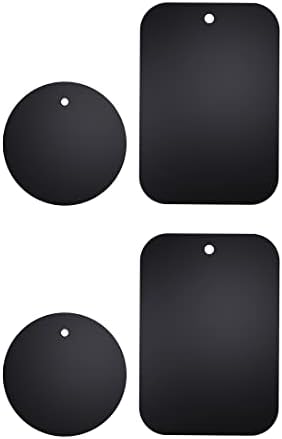 XSFOO Универзална метална плоча 4 пакет за магнетски телефонски држач за монтирање на држачи со лепило - 2rectangle и 2Round, црна