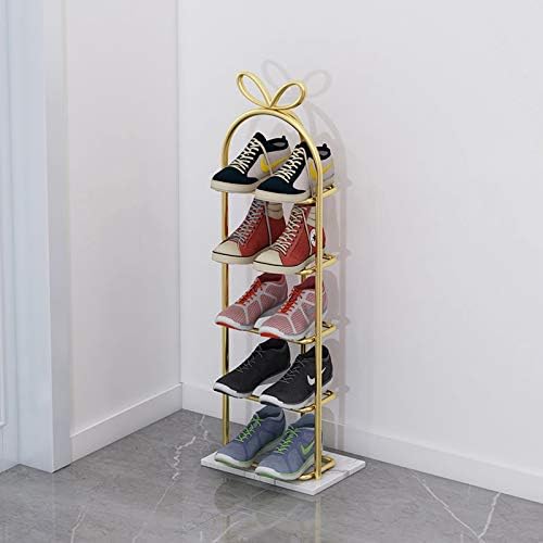 Tbudar Shoe Rack 5-приказна метални чевли решетки за заштеда на простор за домаќинства во затворен простор за чевли мермерна база за складирање