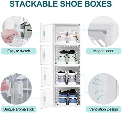 Кутии за организатор на чевли со пакувања со ароматерапија, чисти пластични кутии за складирање на чевли, стабилни, канти за контејнери