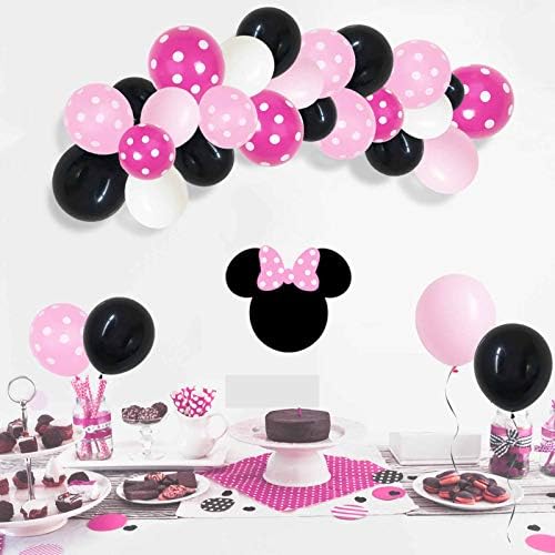 АНСОМО Балони Од Црн И Розов Латекс, Балони Со Полка Точка Со Дебелина од 12 инчи, 60 Парчиња