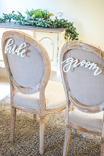 Направи Специјално Дизајни Невестата &засилувач; Младоженецот Стол Знаци Со Дрво Бела Скрипта