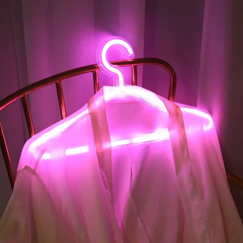 LED Hanger Neon High-end USB или батерија управувана со LED неонски знаци облека за свадбена свадба дисплеј розова
