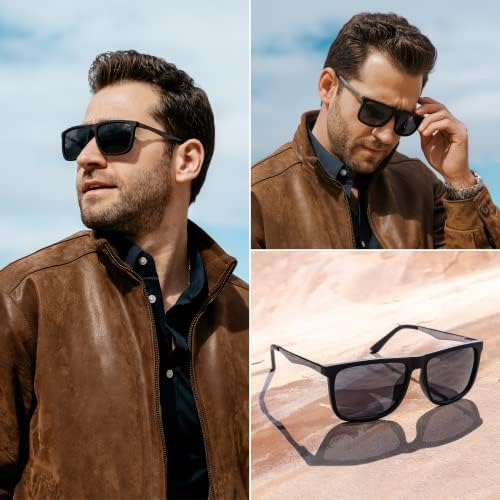 Wearme Pro - рамен врвен поларизиран леќа квадратни црни очила за сонце за мажи