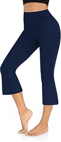 Aoliks Bootcut јога панталони со џебови за жени - хеланки на пламен со џебови тренингот bellвонче на дното џез фустан, панталони