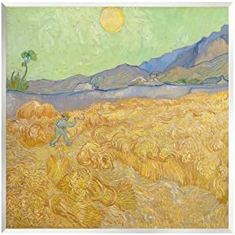 Stuple Industries Wheatefield со Reaper Vincent van Gogh Classic сликарство Вуд wallид уметност, дизајн од One1000Paintings