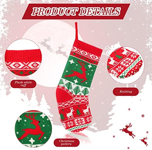 12 компјутери 15 инчи плетени божиќни чорапи плетени декорации за порибување на ирваси новогодишна елка снегулки Снежен човек слатки чорапи Божиќни