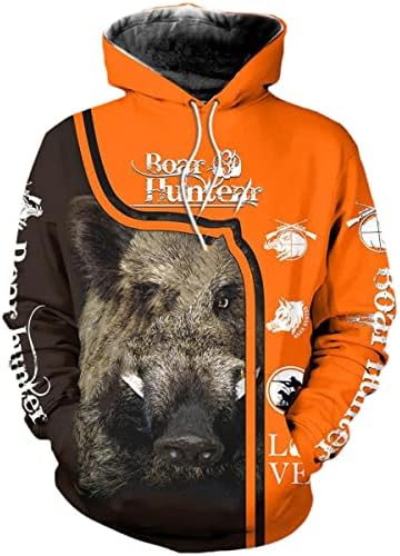Машка унисекс свиња лов печати 3D худи Хантер Хантер џемпер јакна за јакна за женски пуловер Харајуку улична облека