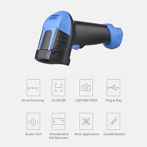 Скенер за баркодови Xixian, рачен 1D/2D/QR скенер за баркод USB Wired Bar Code Reader Pranual/Auto Auto Trigger Scanning CMOS сензор