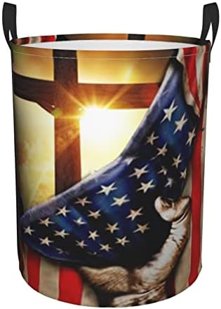 Американско Христијанство Крст Патриотско Знаме Перење Попречува Кружни Перење Облека Торба Преклопен Играчка Организатор За Спална