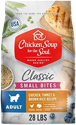 Пилешка Супа За Душата Храна За Домашни Миленици Мали Каснувања Храна За Кучиња, Пилешко, Мисирка и Кафеав Ориз, 28 килограми. Торба | Без