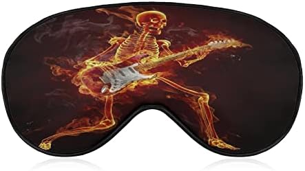 Скелетна гитара на оган спиење за слепите маски со слатка сенка на очите смешна ноќна покривка со прилагодлива лента за жени мажи