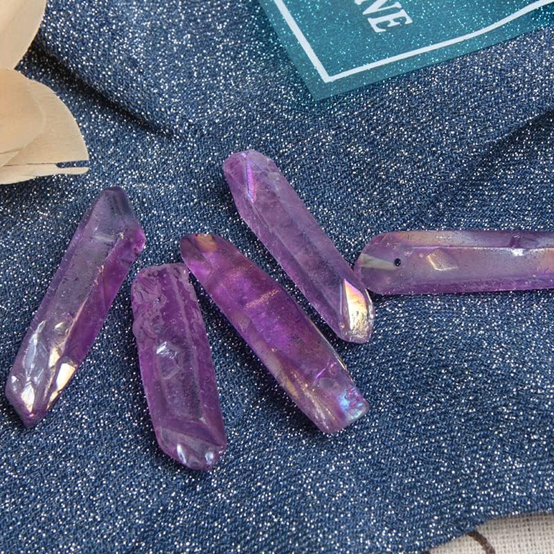 Опексико С 5 парчиња Ретка Виолетова Аура Лемуриско Семе Кварцни Кристални Камења Точка Примерок
