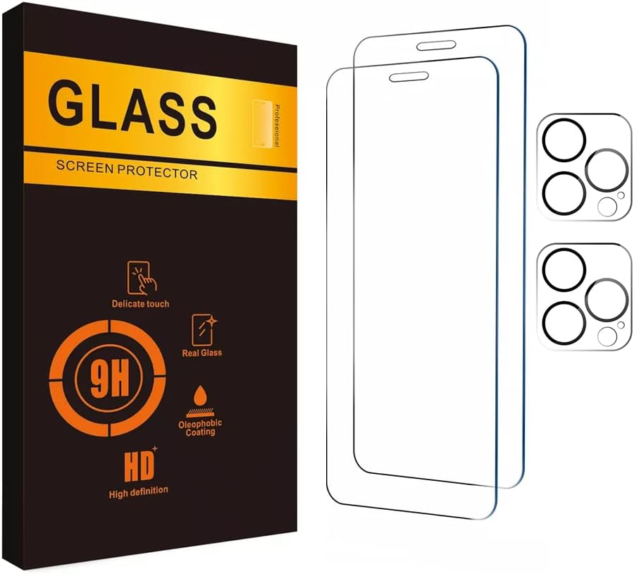 Diamodillo 2 Пакет Заштитник На Екранот Компатибилен за iPhone 13 Pro Max [6,7 инчи] Дисплеј 2021 со 2 Пакет Калено Стакло Заштитник На Објективот