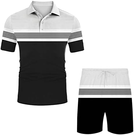 Менс летни обични шорцеви поставува екипаж за основни спортски кошули и кратки облеки 3D печатење редовно вклопување 2 парчиња облека