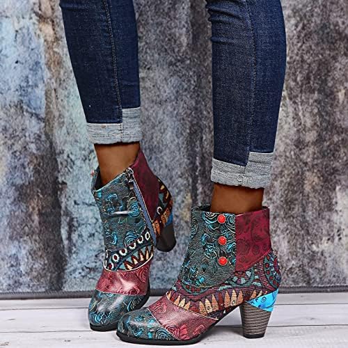 Чизми за жени есен зимски нови женски кратки чизми странични патенти цврсти бои со ниски потпетици чизми на отворено одење кратки чизми