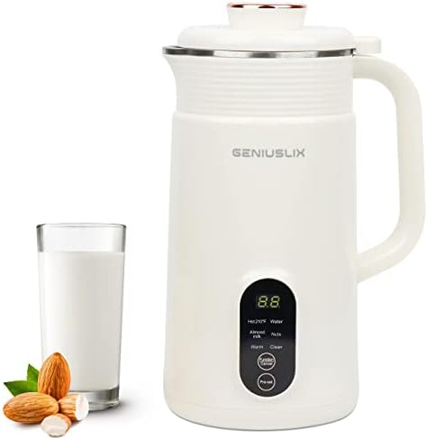 Machine GeniusLix Автоматско орев млеко за домашно, растително млеко со автоматско чисто и производител на контрола на соја, не-млечни