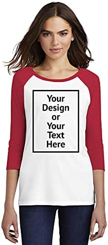 Персонализирана кошула за жени Раглан со долг ракав Бејзбол вашата сопствена слика за текст пред/задно печатење