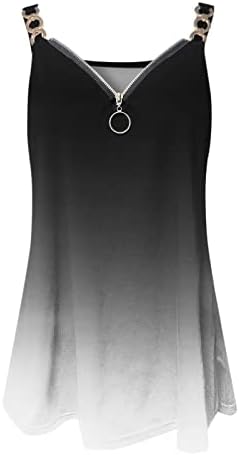 Женски обичен градиент вратоврски за печатење патент лабава шуплива готска облека без ракави кошули за крпење на крпеници блузи врвови