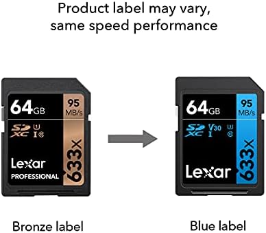 Lexar Professional 633X 64GB SDXC UHS-I картички, до 95MB/s прочитајте, за DSLR со среден опсег, HD камери, 3Д камери, LSD64GCB1NL6332