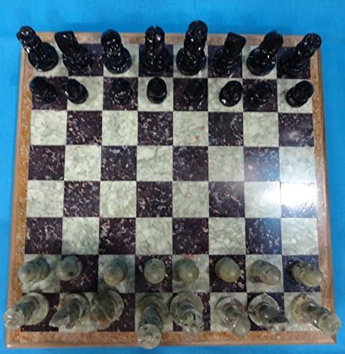 Craftslook Chess Set парчиња дрвени дрвени плочи со целосна рачно изработена крал гроздобер индиски стил 8