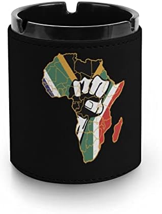 Црна моќност Африка тупаница мапа смешна пу кожа од пепел цигари цигара држач за фиока за украси за домашни канцеларии