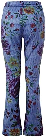 Гроздобер буги истегнување пролет Jeanан дама плус големина работа со права нозе фармерки со висок пораст во форма на потресен елегантен