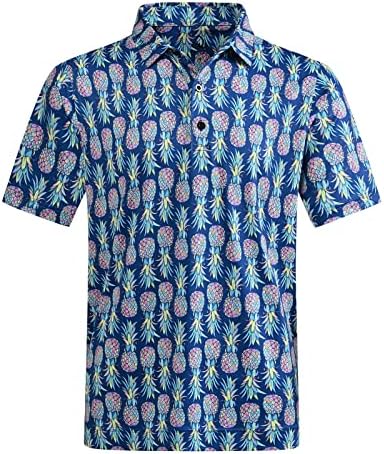 Деолакс машки поло маици влага со суво вклопување перформанси маички голф кошула редовно вклопување моден принт поло