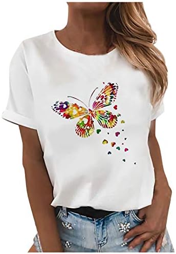 uikmnh дами маица екипаж вратот кошула пеперутка блуза лето кратка ракав буги кошула