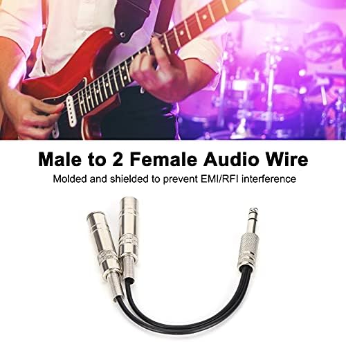 Shanrya машка до 2 женска аудио жица, 6,35 мм додатоци за машки инструменти Алуминиумска легура Аудио жица за машки за ентузијасти во музика