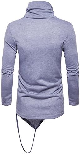 Elonglin mens долга маица момчиња кошула со долги ракави кошула тешка асиметрична пулвер спортска кошула обична боја врвови