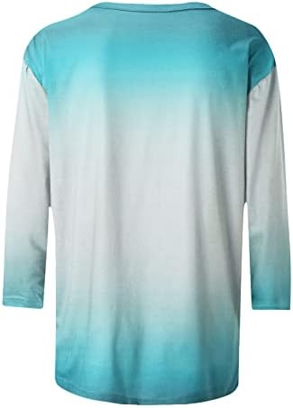 Есен летен блуза маица за дама 2023 облека 3/4 ракав екипаж памук памук графички капри вратоврска боја случајна кошула C5 C5