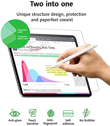 Заштитник на стаклото на стаклото на Bioton PaperFeel компатибилен со iPad Pro 12.9 6-ти / 5-ти / 4-та / 3-та генерација [алатка