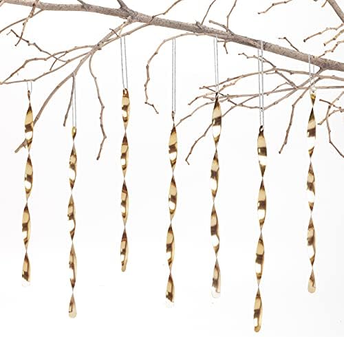 АМС 24 парчиња украси за новогодишни елки Алуминиумски спирални ленти за свадба, Денот на благодарноста, забава （Сјајна 7 “, злато）