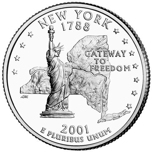 2001 P&D BU BU New York State Quarter Center Uncircual Us Mint 2 Coin Set