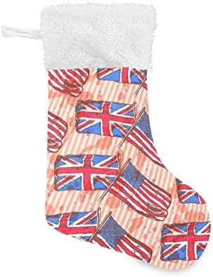 Пимилагу скица Велика Британија и САД знамиња Божиќни чорапи 1 пакет 17,7 , виси чорапи за Божиќна декорација