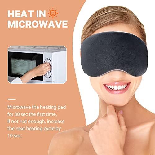 Comfheat Влажна топлина маска за очите за жени и мажи, микробранова пондерирана компресирана маски со лаванда и прилагодлива лента,