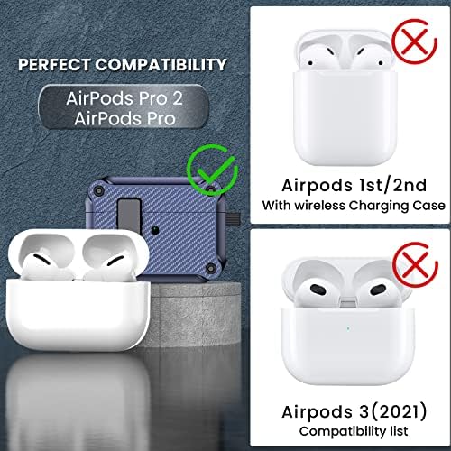 Случајот за 2 -та генерација на LOPNORD за AirPods Pro 2 -та генерација 2019 година, компатибилен со AirPod Pro 2 Case со магнетно