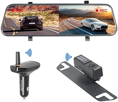 TX Безжична Резервна Камера За Stream Mirror Dash Cam, Предно и Задно Безжично Снимање w/ 1080p Дигитален Сигнал Ahd Рецивер, За Камион Автомобил