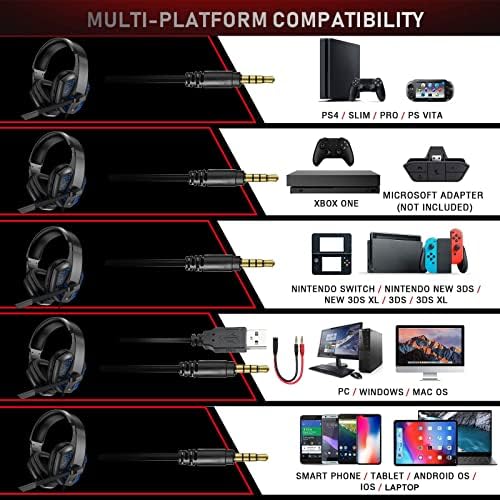 Atrasee Stereo Gaming Слушалки Со Микрофон ЗА Компјутер PS4 PS5 Xbox Прекинувач, Поништување На Бучава Преку Слушалки За Уши Со Опкружувачки