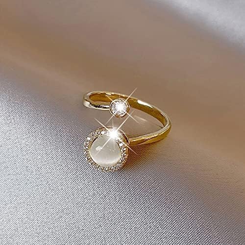 Прилагодливи отворени прстени за жени со позлатени позлатени прстени Елегантни Опал цирконски палецот прстени за појавување на