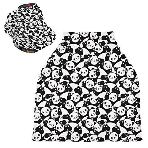 Yyzzh симпатична панда шема црно -бела мечка истегната бебешка седиште за автомобили за новороденчиња, доенчиња за доење на доењето на доењето